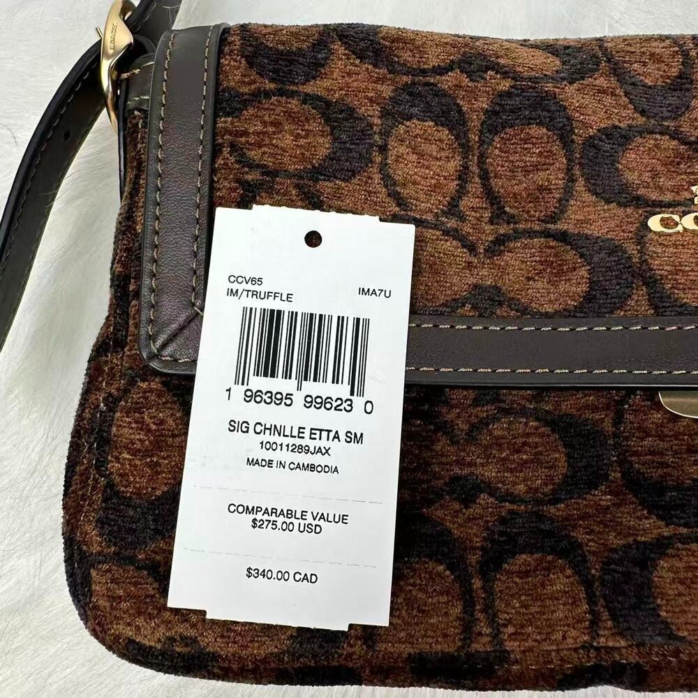 Coach Etta Small Flap Shoulder Bag Signature Chenille CCV65 2025 New Release NWT - Picture 8 of 12